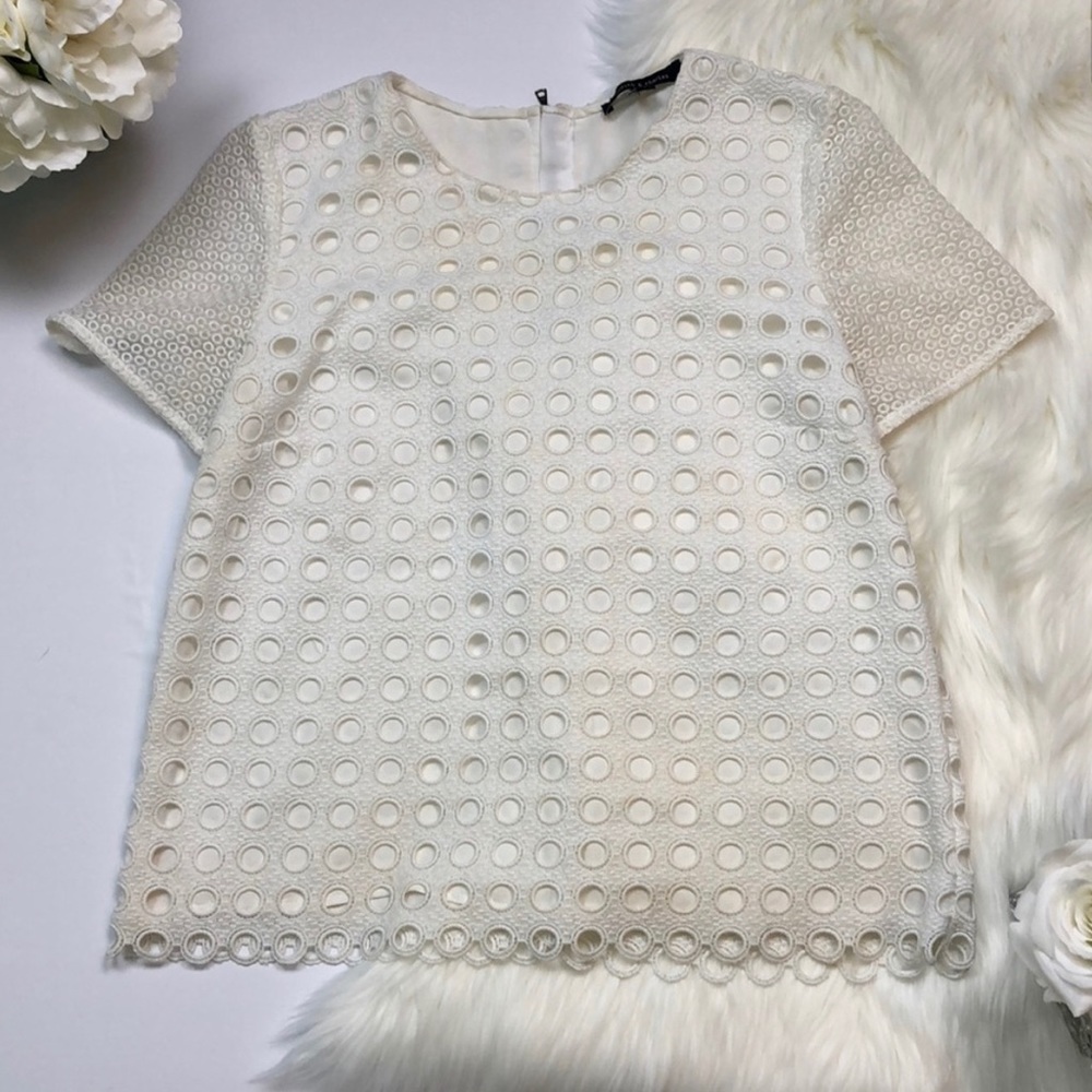 Judith & Charles White Eyelet Blouse 6 H1